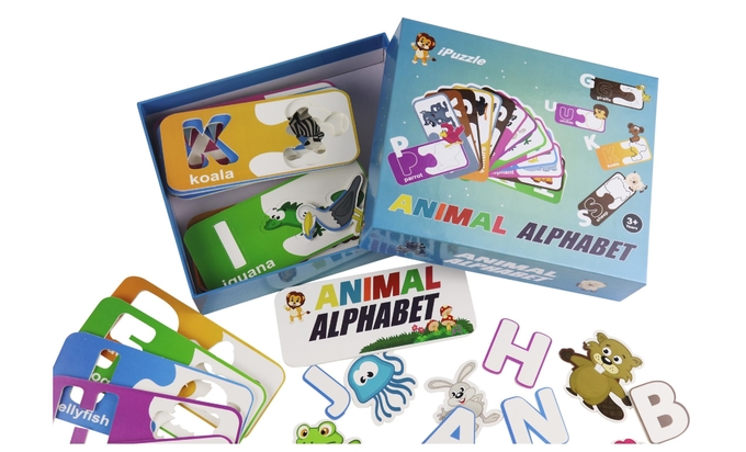 กระดาษการศึกษา Eco Kids ปริศนา ปริศนาสัตว์ อักษร Abc การ์ดที่ตรงกันสําหรับเด็ก 3+ ปี 1